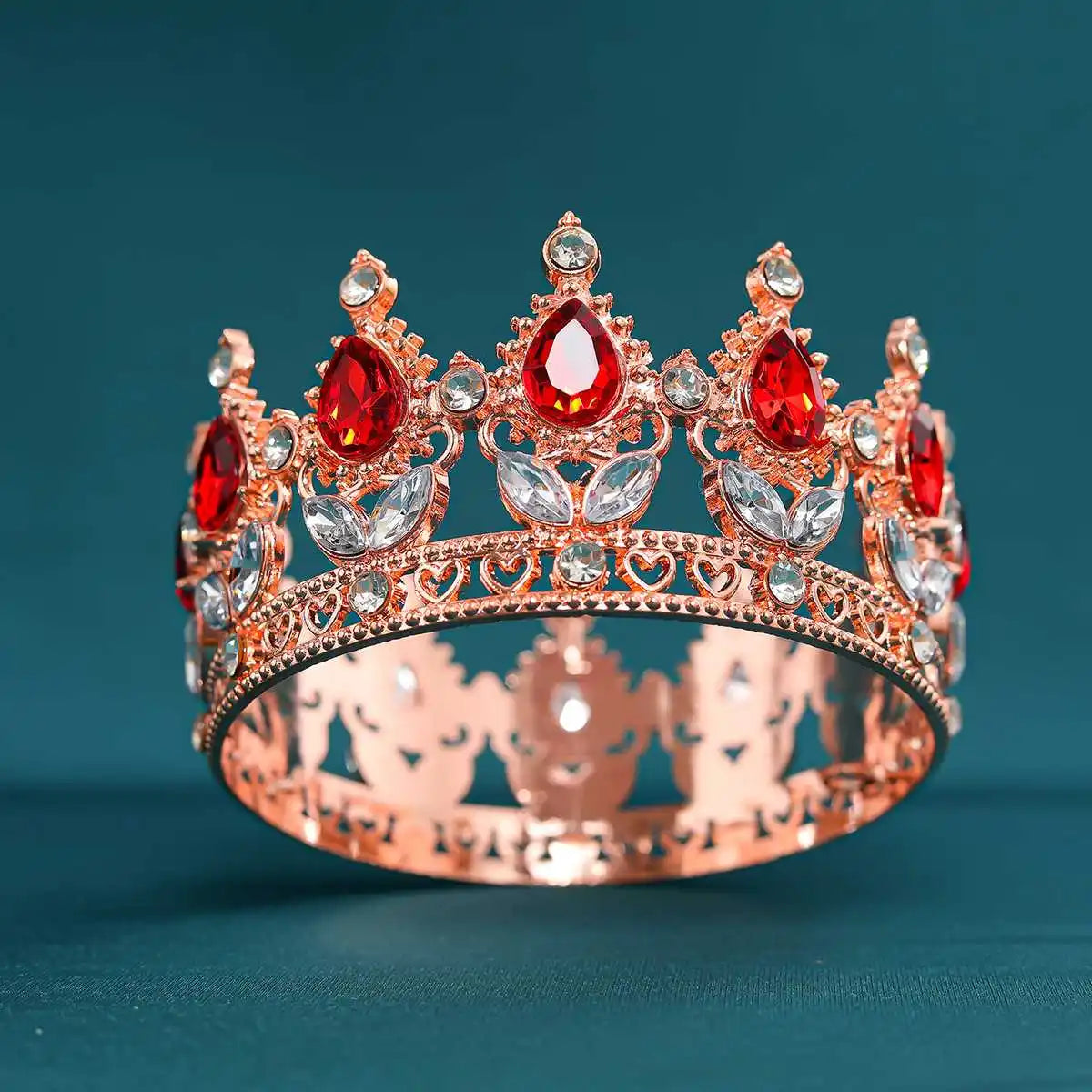 Baroque Vintage Gold Crystal Rhinestone Bridal Tiara and Crown for Women