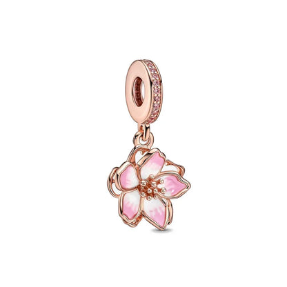 Exquisite 925 Silver Heart-Shaped Dog Paw Beads and Castle Pendant for European Original Bracelet DIY Accessories
