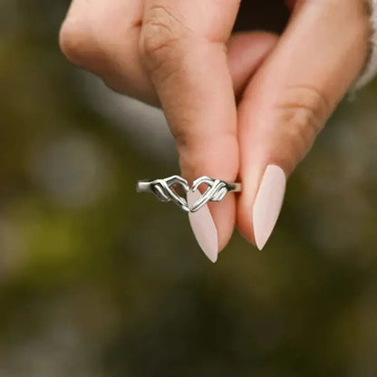 Huitan 925 Sterling Silver Heart Gesture Ring I Love You Forever Adjustable Jewelry RSF107 resizable