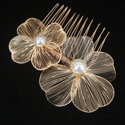 Bridal Bliss Flower Pearl Hair Comb Pins - 2PCS Wedding Accessories Flowers Gikd