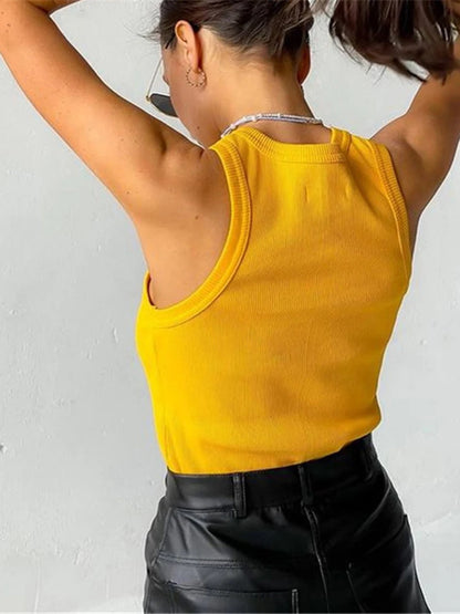 Ribbed Knitted Tank Top For Women Off Shoulder White Black