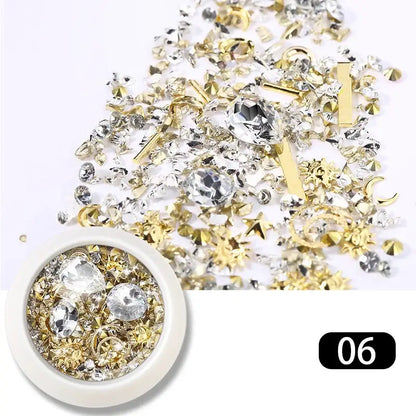 Resin Filling Metal Rivet Moon Stars Nail Art Decorations Mixed Beach Ocean Style Jewelry DIY Charms NYFB-6