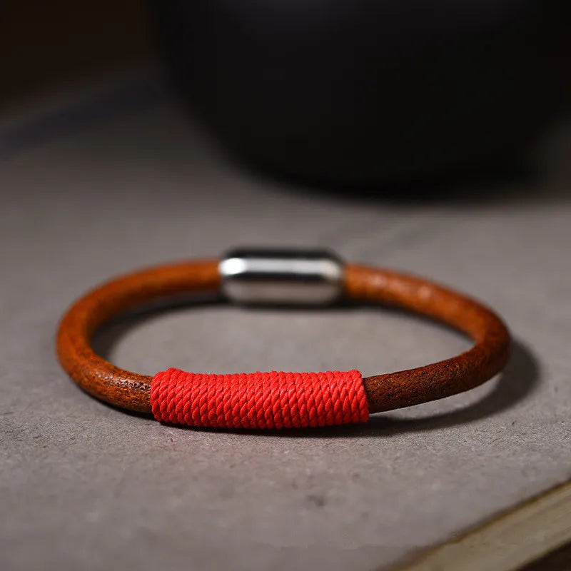 Tibetan Style Handwoven Leather Rope Bracelet for Couples