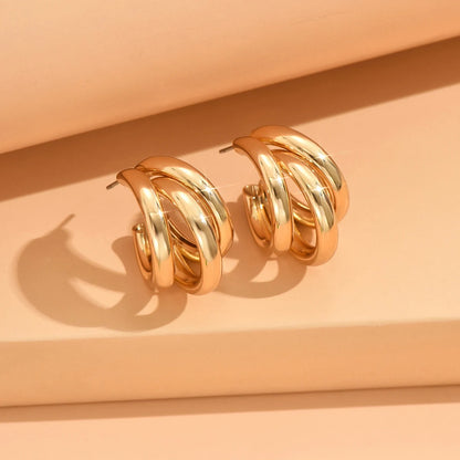 Elegant Gold Hoop Earrings Vintage Geometric Luxury Jewelry for Women golden