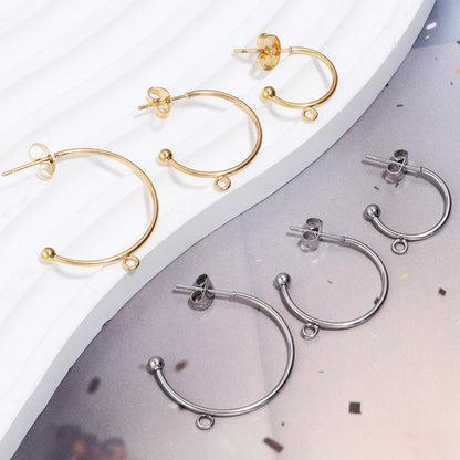 Stainless Steel C-Shaped Ear Hooks DIY Earring Posts Jewelry Making Supplies Set