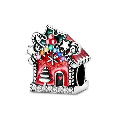 Original 925 Sterling Silver Christmas Charms Santa Claus Reindeer Earrings Beads for Necklace and Bracelet DIY Fine Jewelry Gifts