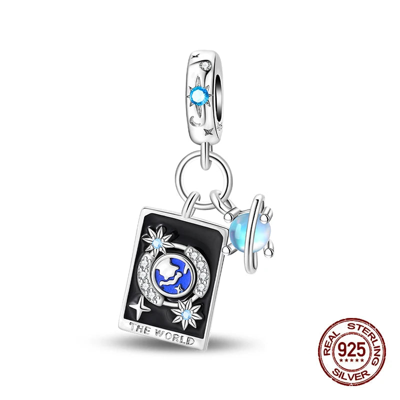 925 Sterling Silver Tarot Hourglass Bead Charm For Bracelet
