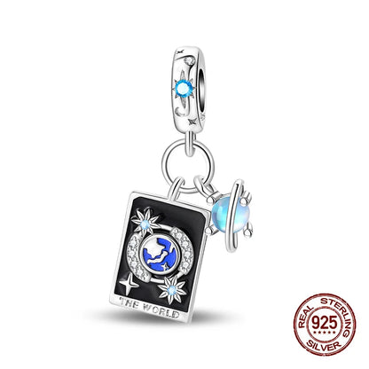 925 Sterling Silver Tarot Hourglass Bead Charm For Bracelet