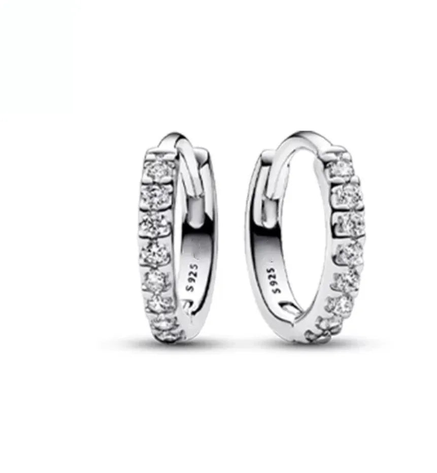 European 925 Silver Blue Snowflake Moon And Heart Zircon Stud Earrings For Women Holiday Exquisite Charm Jewelry