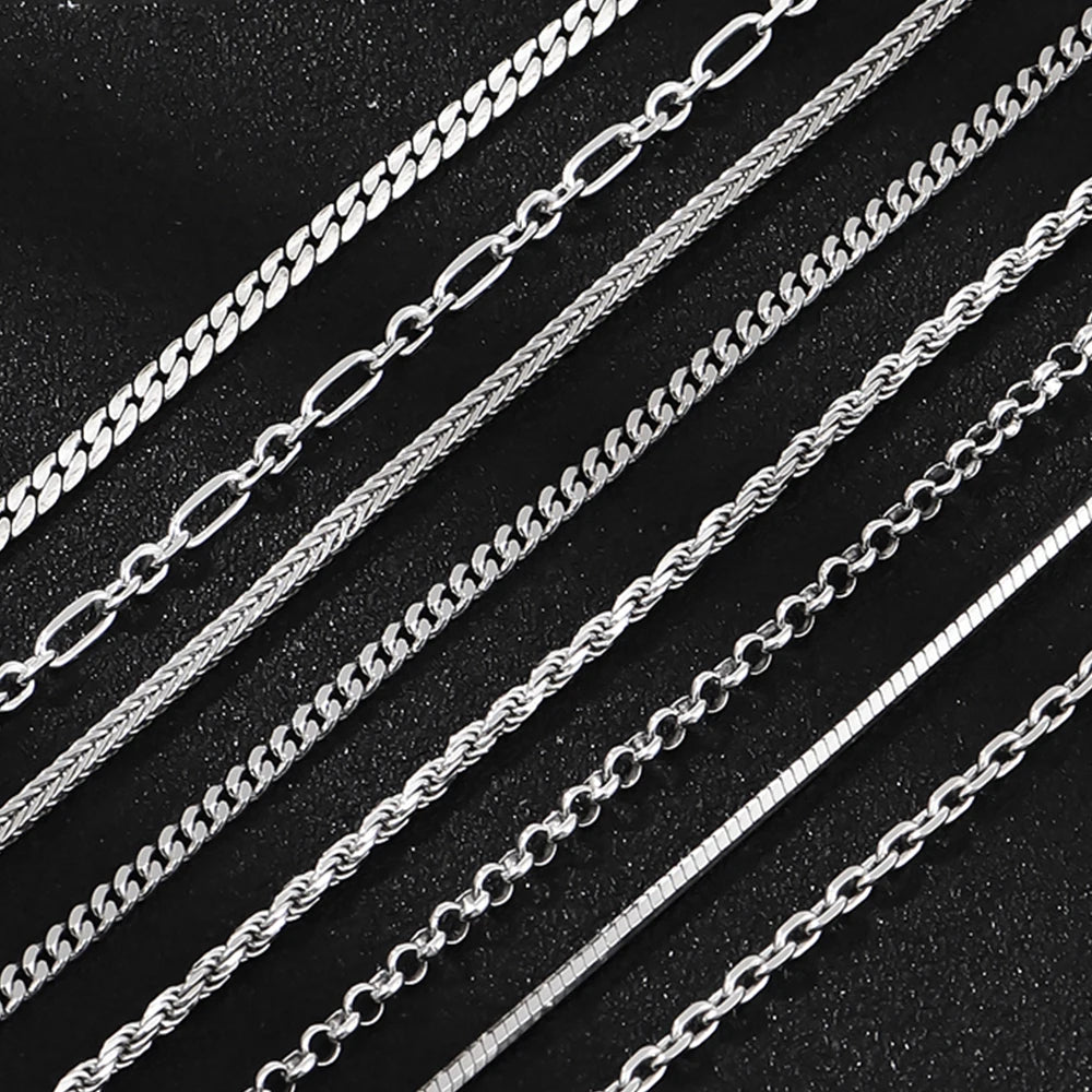 Rinntin 925 Sterling Silver Flat Mariner Chain Necklace Stylish Versatile Unisex Jewelry