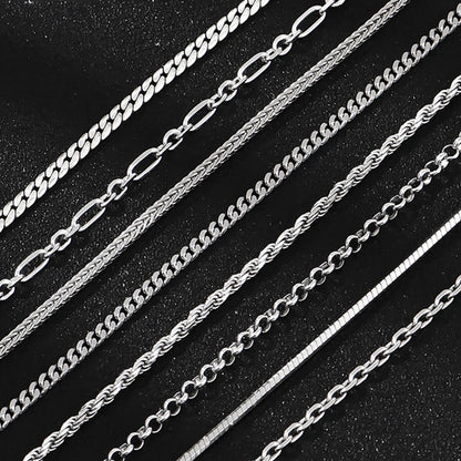 Rinntin 925 Sterling Silver Flat Mariner Chain Necklace Stylish Versatile Unisex Jewelry