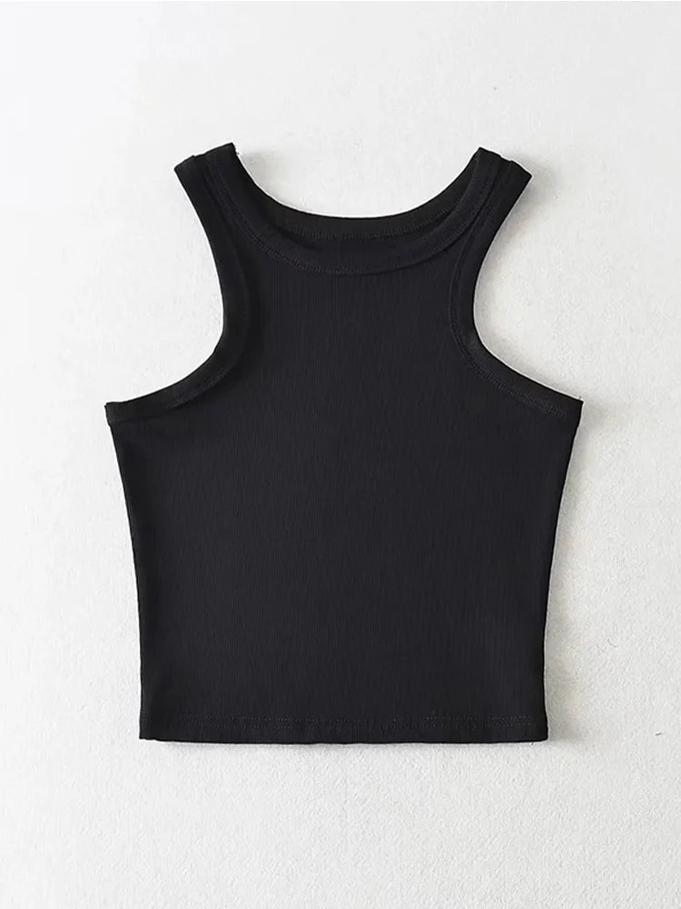 2025 Summer Women Solid Knit Cropped Tank Top Stretch