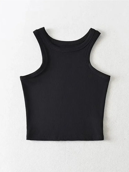 2025 Summer Women Solid Knit Cropped Tank Top Stretch