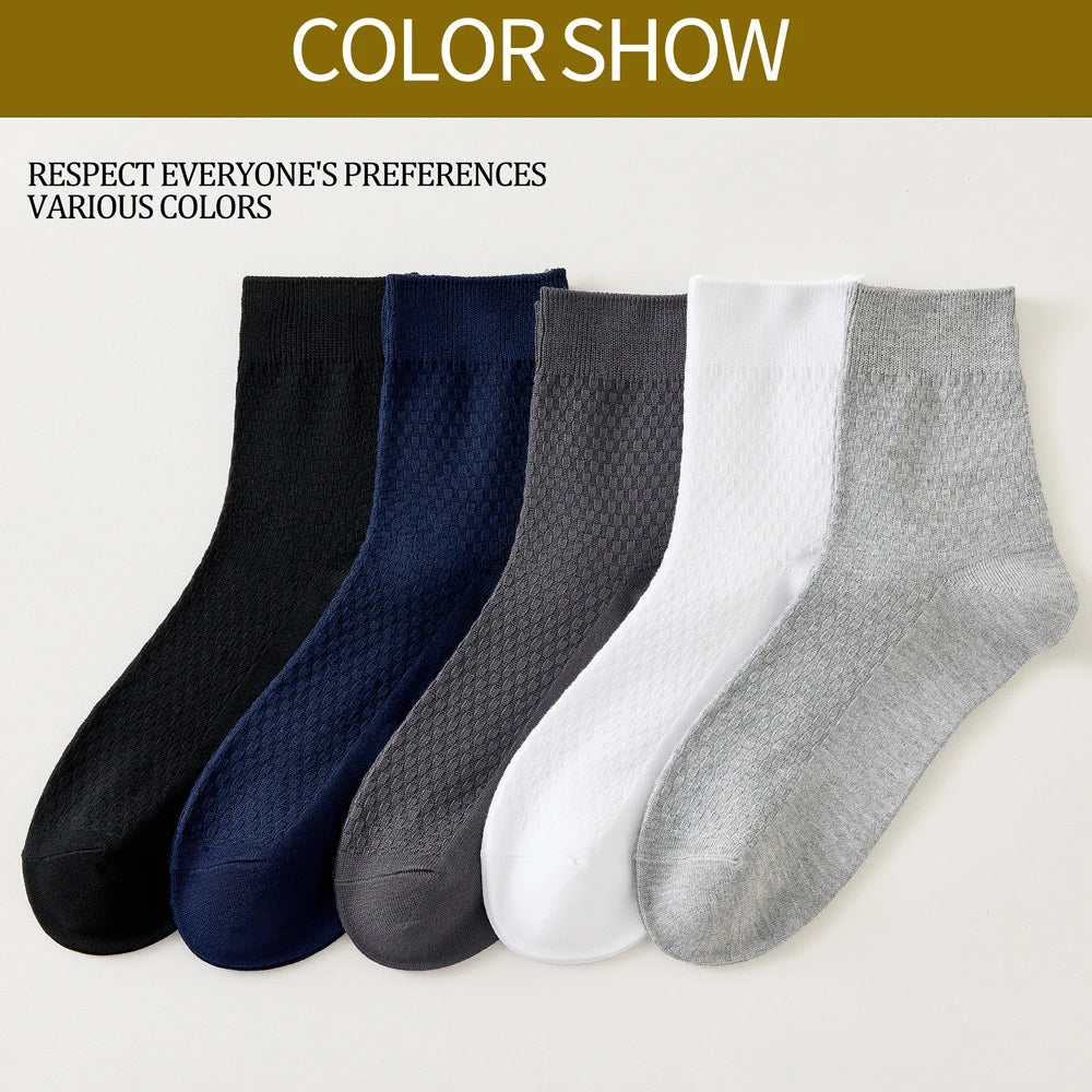 Antibacterial Bamboo Mens Socks Mid Crew Seamless Comfort