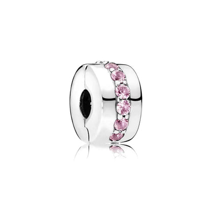 Spring Pink 925 Sterling Silver Enamel Flower Pendant for Mother Daughter Bracelets P374-fen