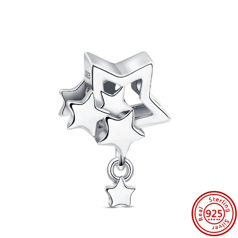 Silver Animal Hearts Infinity Crown Bead Charms Bracelet for Women 925 Sterling Silver Jewelry N663