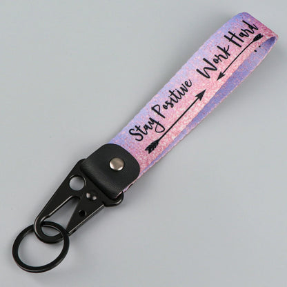Silver Zinc Alloy Keychain with Removable Buckle for Men and Women