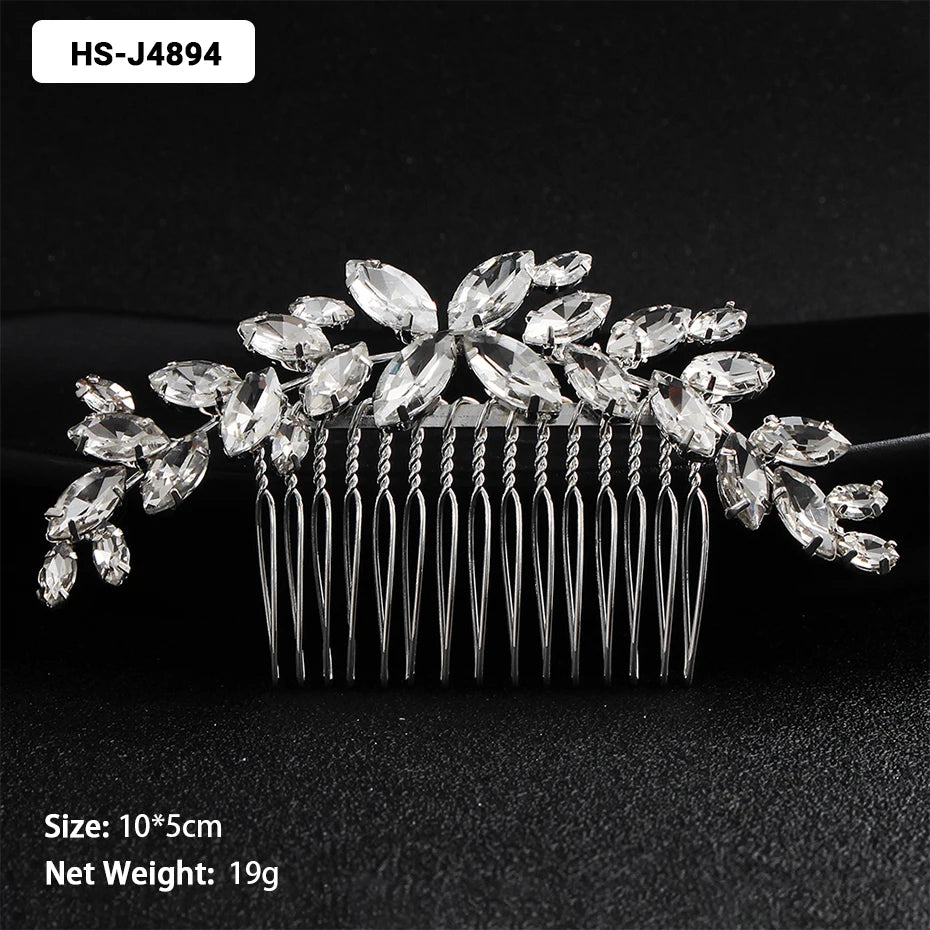Efily Classic Silver Wedding Hair Combs - Crystal Rhinestone Bridal Accessories HS-J5128 Hair Combs