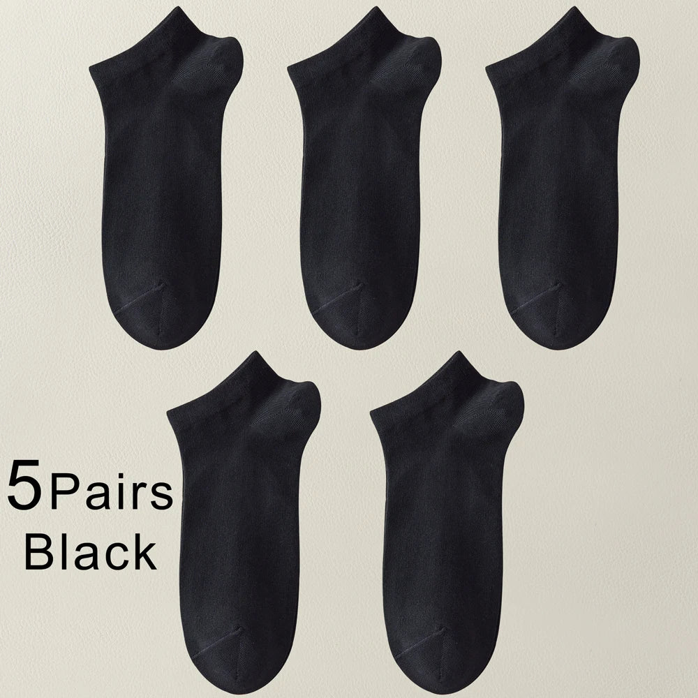 5 Pairs Bamboo Fiber Men No Show Breathable Ankle Socks
