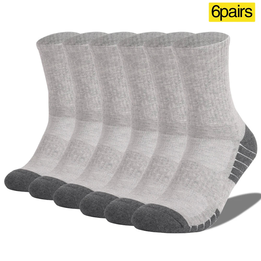 6 Pack Thermal Mid Crew Hiking Socks Cotton Cushion