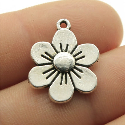20Pc Antique Silver Sunflower Daisy Charms For Bracelets