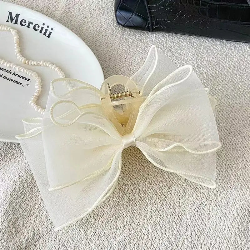 Sweet Organza Reversible Bow Hair Claw for Versatile Style