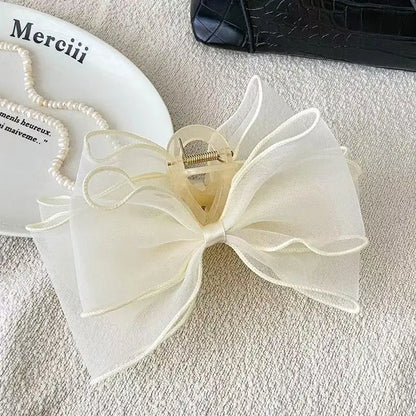 Sweet Organza Reversible Bow Hair Claw for Versatile Style