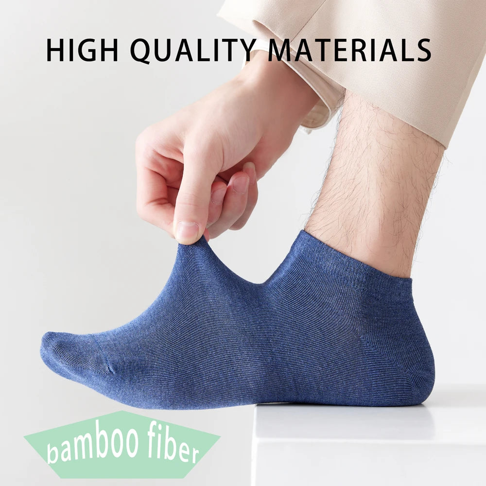 5 Pairs Bamboo Fiber Men No Show Breathable Ankle Socks