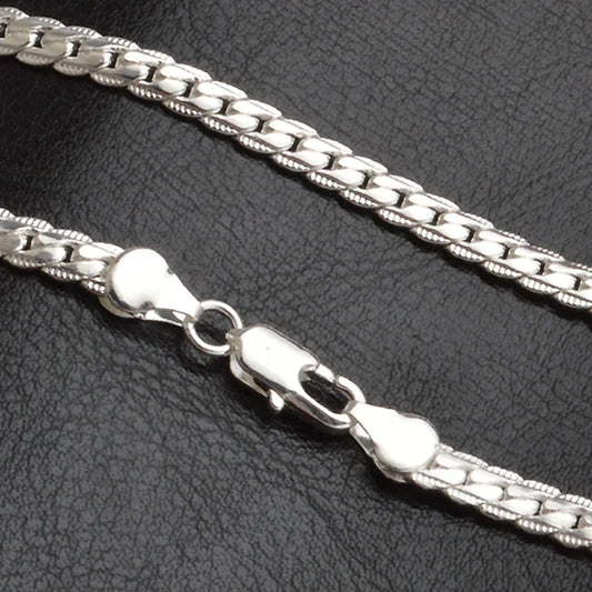 Luxury Silver Necklace Chain 5mm for Men and Women Fashion Jewelry 60cm 24in