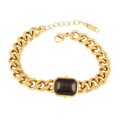 Vintage Stainless Steel Bracelet for Women with Turquoise Pendant B0453