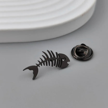 Gold-Plated Fish Bone Brooch Set for Men - Stylish Lapel Pin and Collar Accessory