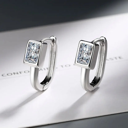 Elegant 925 Sterling Silver Zircon Stud Earrings for Women's Wedding and Engagement