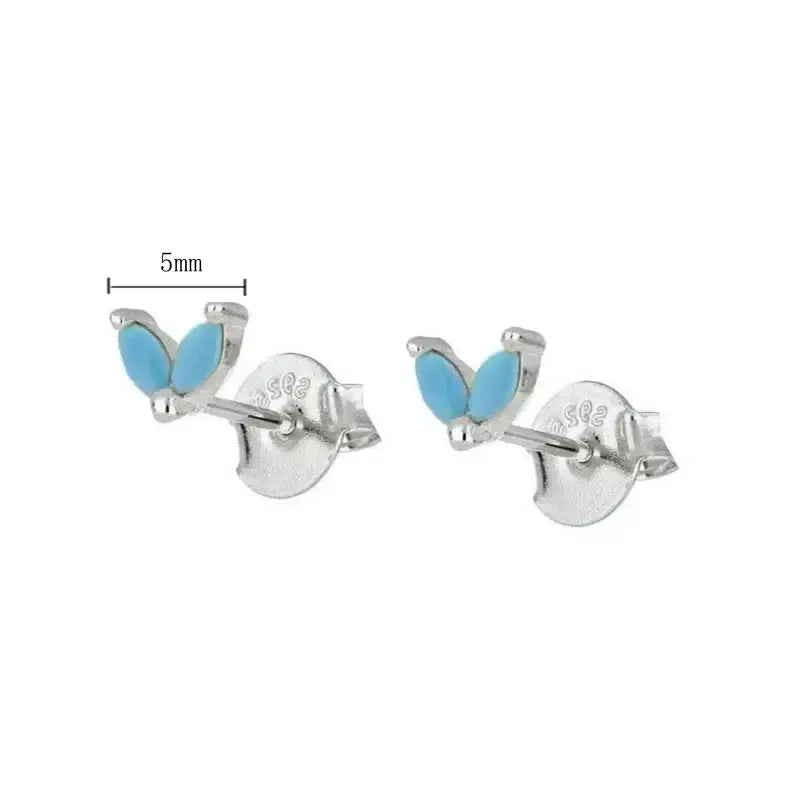925 Sterling Silver Tiny Stud Earrings Colorful Crystal Luxury Jewelry LN0132-12