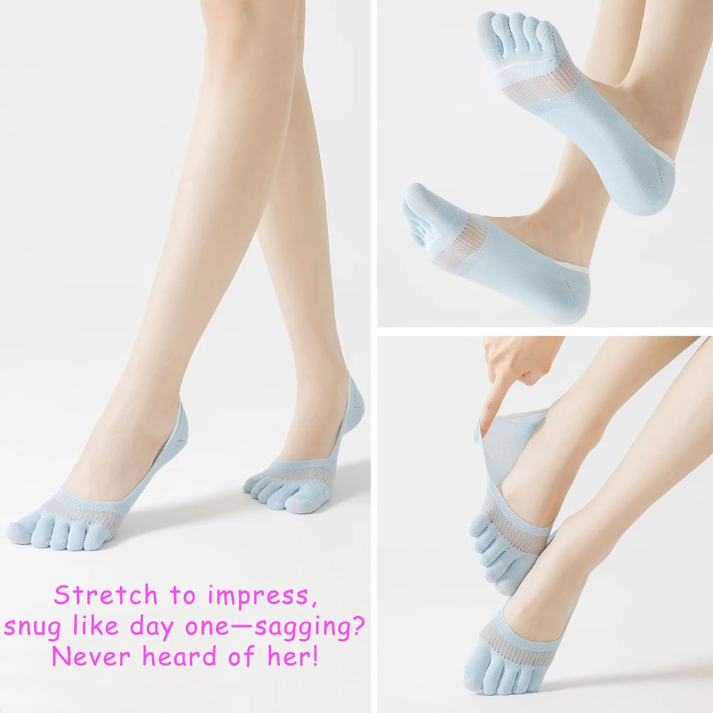 6 Pairs Cooling Mint Toe Socks For Women Non Slip Ankle