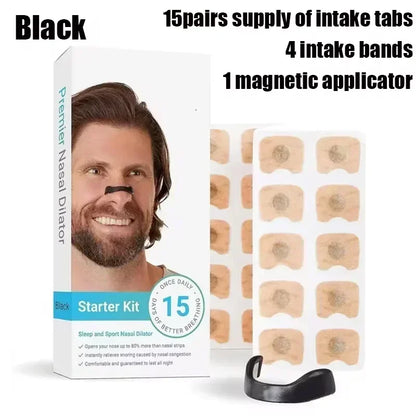 15 Pairs Magnetic Nasal Breathing Dilator Kit for Enhanced Oxygen Intake and Anti-Snoring Support