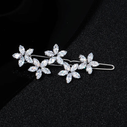 Elegant Cubic Zirconia Leaf Hair Clips for Bridal and Wedding Style