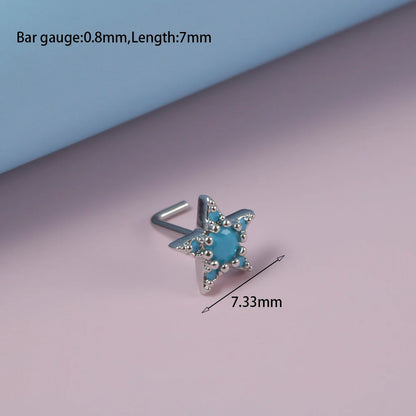 Turquoise Marquise Gem Sunflower Nose Bone Stud 20g Stainless Steel Piercing Jewelry