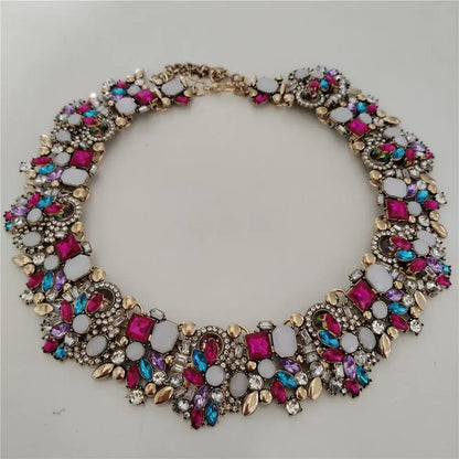 Indian Ethnic Crystal Rhinestone Necklace Earrings Set for Bridal 2024 Colorful 2