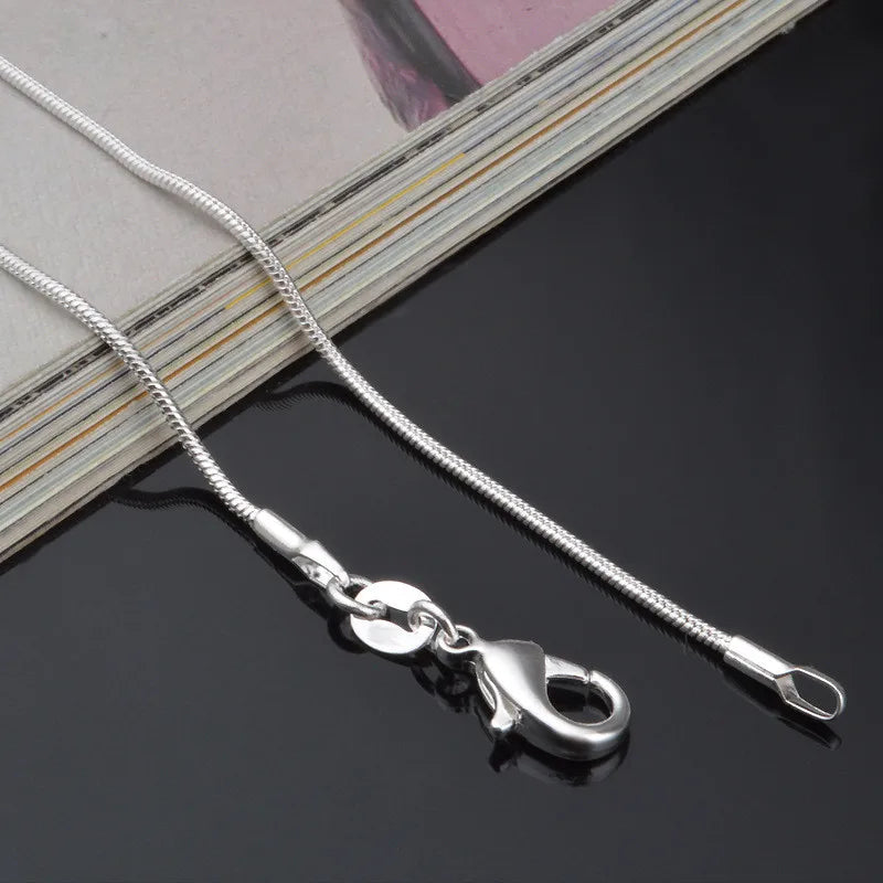 Sterling Silver Snake Chain Necklace for Women 1mm 16-24 Inch Fashion Jewelry Width 1mm