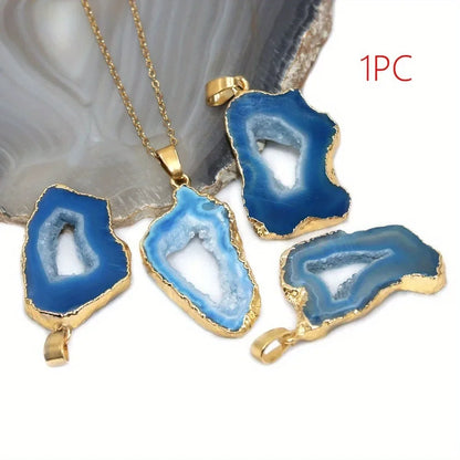 Natural Healing Agate Crystal Pendant Necklace for Women - Reiki Chakra Jewelry Gift