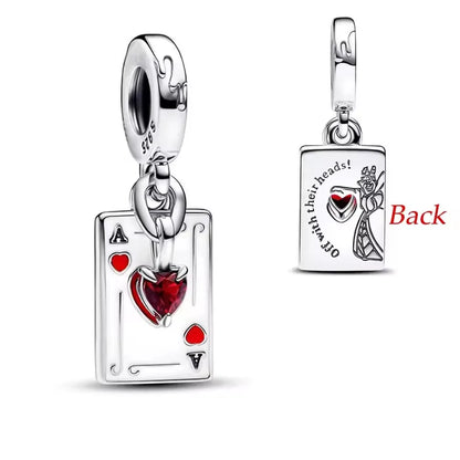 Queen Of Hearts Double Dangle Charm 925 Silver Bead