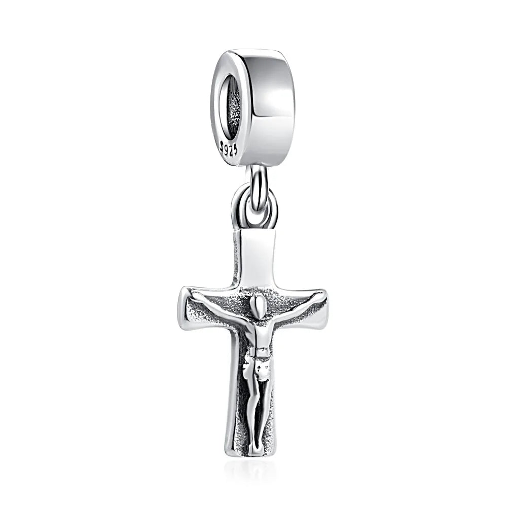 925 Sterling Silver Nurse Cross DIY Charms Beads Zircon