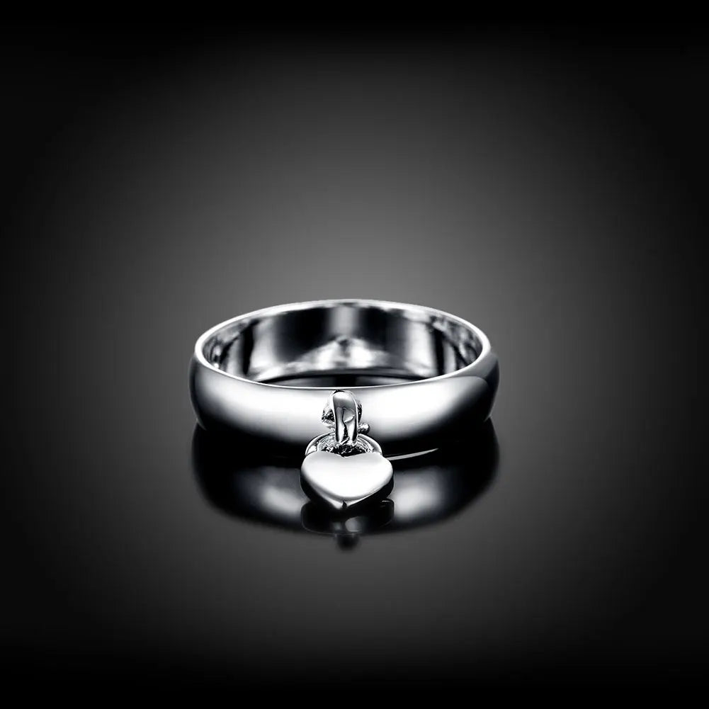 Sterling Silver Heart Lock Couple Rings for Love and Romance - Wedding and Holiday Gift