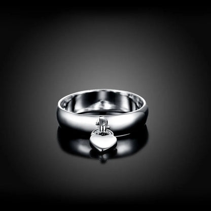 Sterling Silver Heart Lock Couple Rings for Love and Romance - Wedding and Holiday Gift