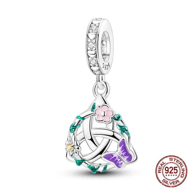 Elegant Sterling Silver Purple Flower Beads for DIY Jewelry and Charm Bracelets