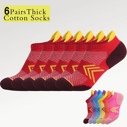 6 Pairs Womens Terry Sole Sports Socks Thick Cushion