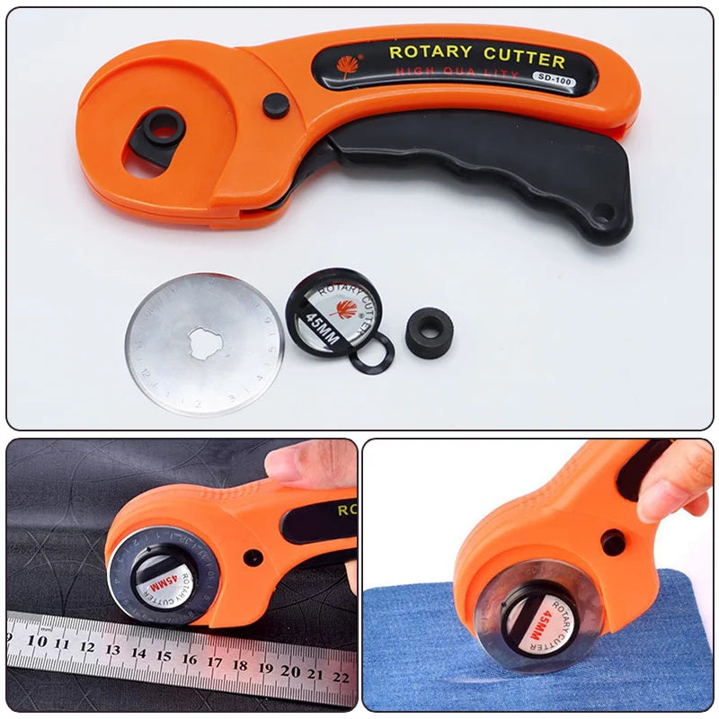 Ergonomic 45mm Rotary Cutter Set - Top-Rated Leather Craft Tool for Effortless DIY Sewing & Quilting