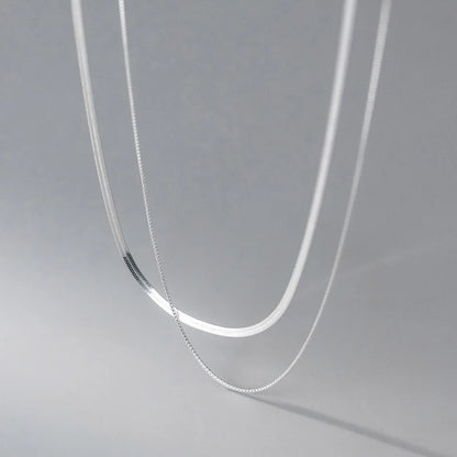 S925 Silver Double Layer Snake Chain Necklace Unique Hip Hop Clavicle Jewelry for Women NK172 Silver