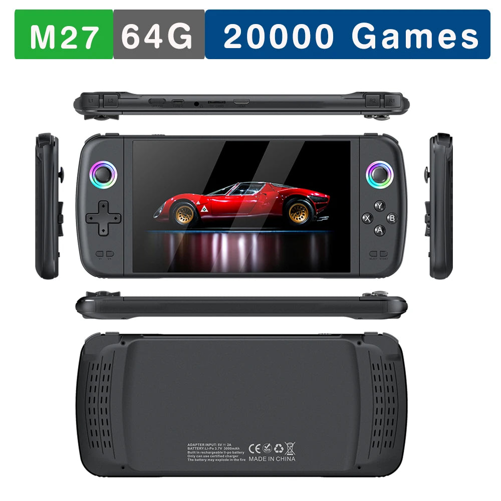 BOYHOM M27 Portable Pocket Retro Handheld Game Console 7 Inch IPS 1024x600 Display RGB Light EmuELEC HDMI Out 64GB 128GB 256GB