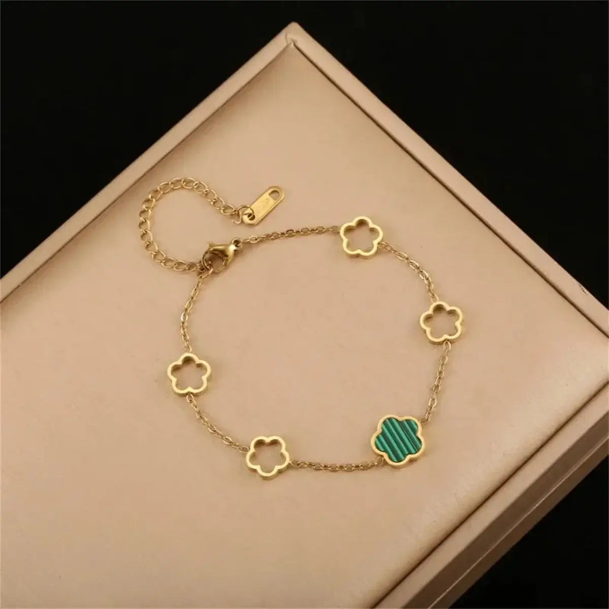 Trendy Stainless Steel Flower Charm Bracelet for Women and Girls A1-1pc-Green CHINA 16cm